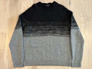 Prada Gray Ombre Gradient Cashmere and Wool Blend Crewneck Sweater